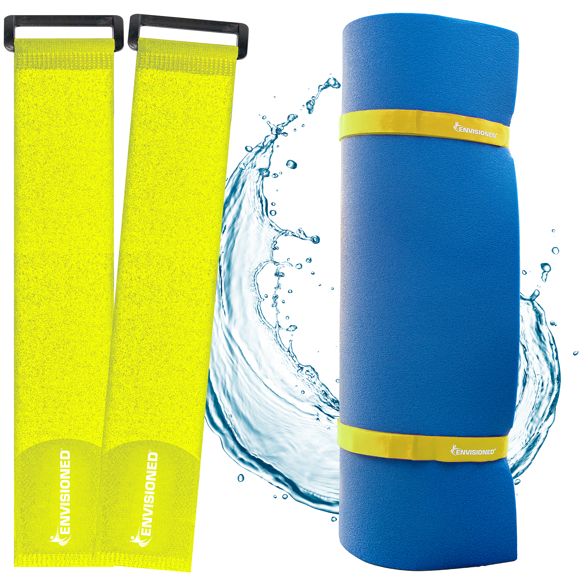 Neon Yellow Reusable Aqua Mat Storage Straps (2 Pack)