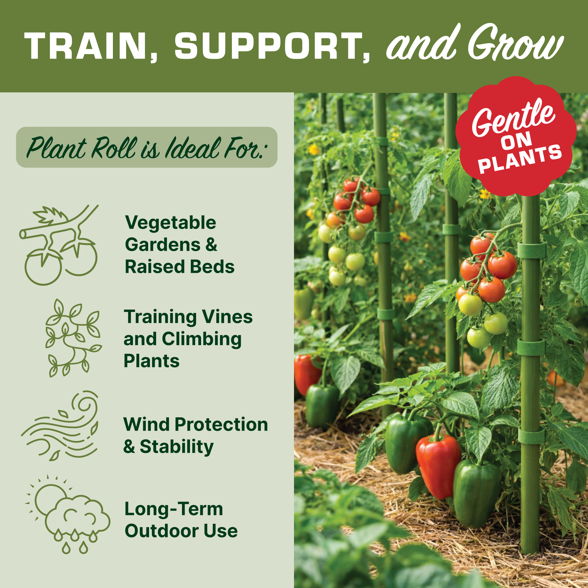 Plant Roll - Durable, Reusable Plant Staking Roll