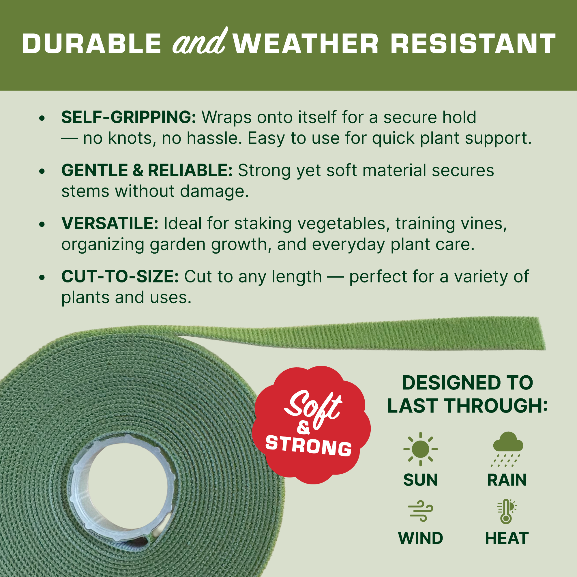 Plant Roll - Durable, Reusable Plant Staking Roll