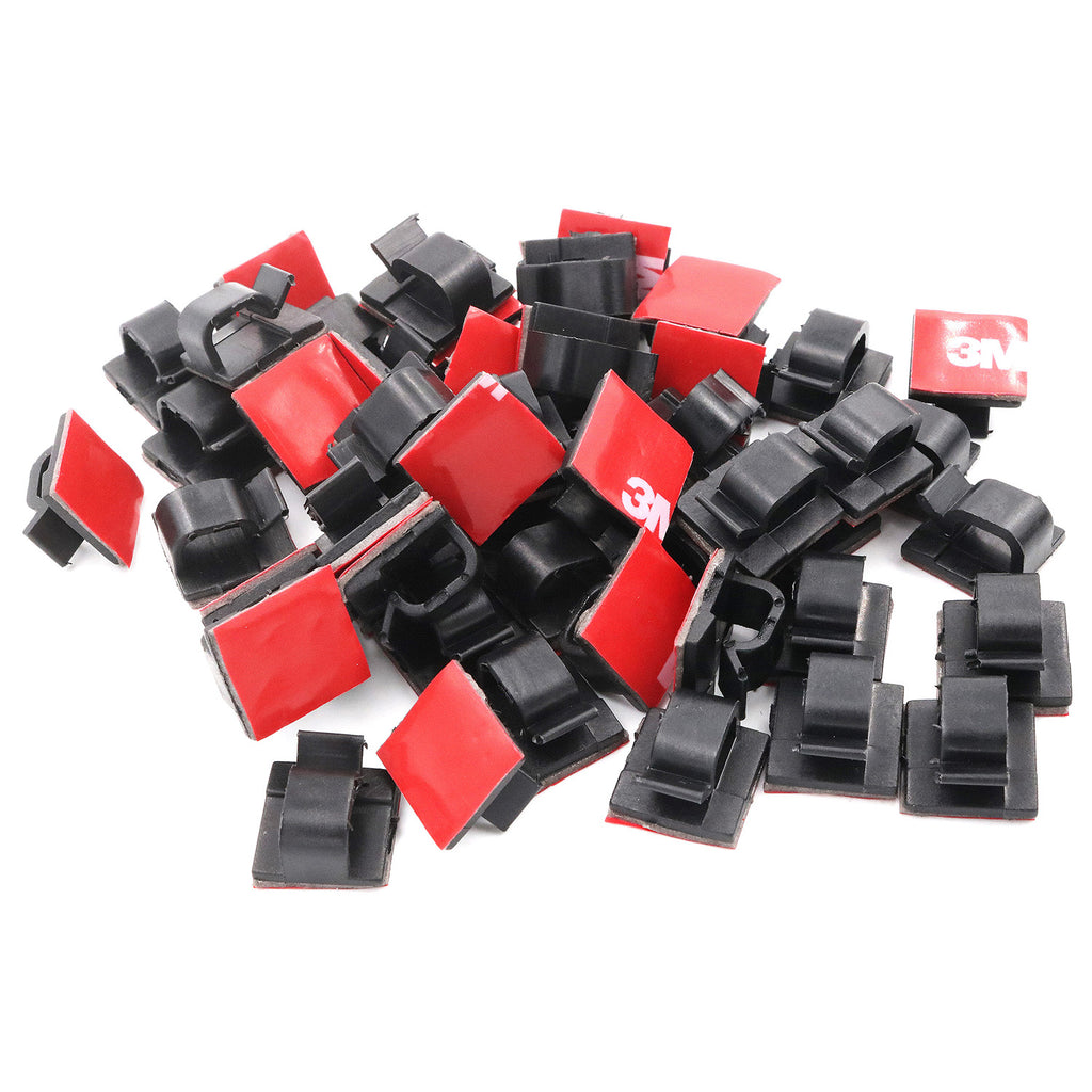 Small Cable Clips (1/2" x 1/2") - 100 Pack Bundled with 10 Bonus Reusable Cable Ties