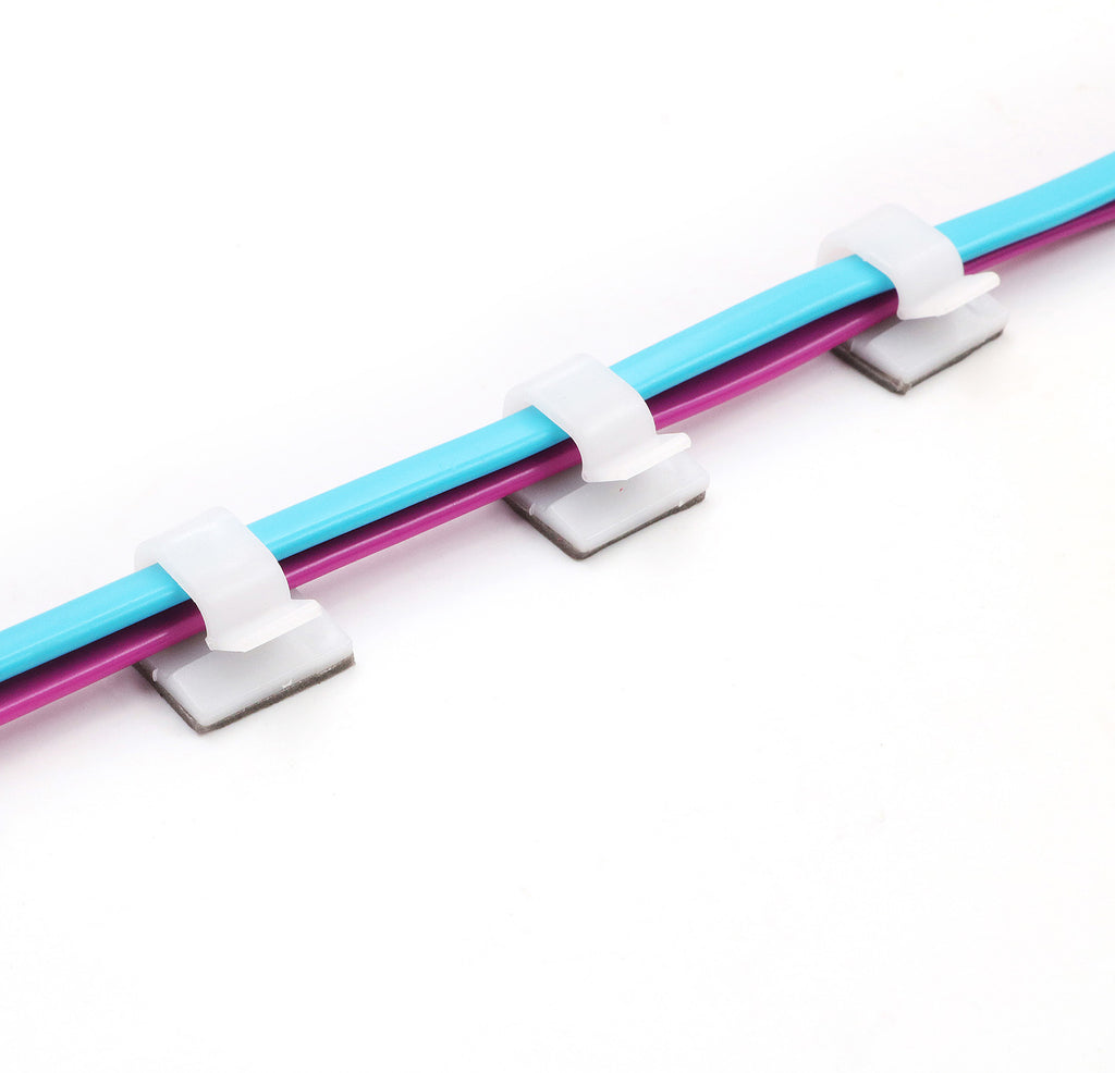 Small Cable Clips (1/2" x 1/2") - 100 Pack Bundled with 10 Bonus Reusable Cable Ties