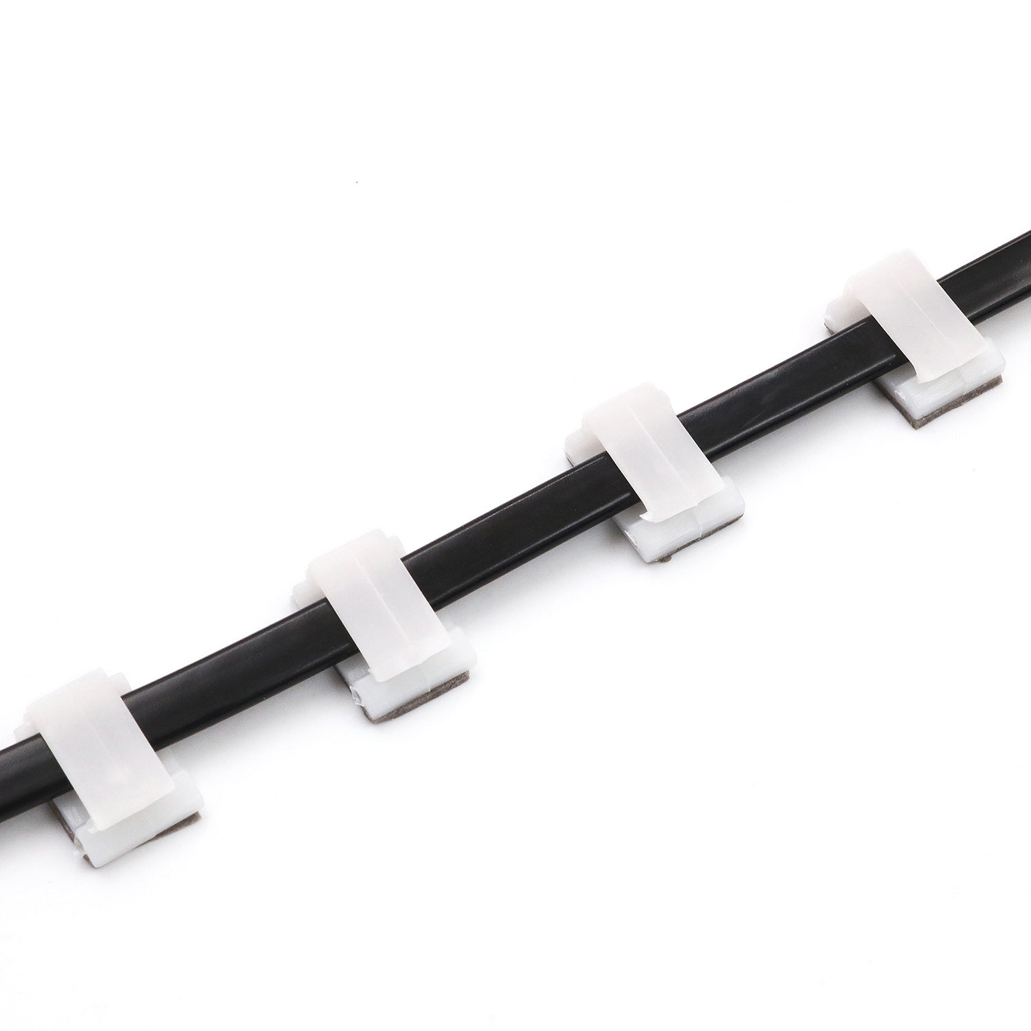 Mini Cable Clips (12mm x 9.5mm) - 100 Pack Bundled with 10 Bonus Reusable Cable Ties