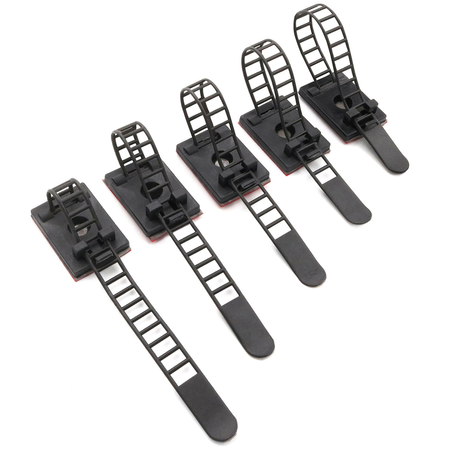 Medium Adjustable Cable Clips (25mm x 18mm) - 60 Pack Bundled with 10 Bonus Reusable Cable Ties