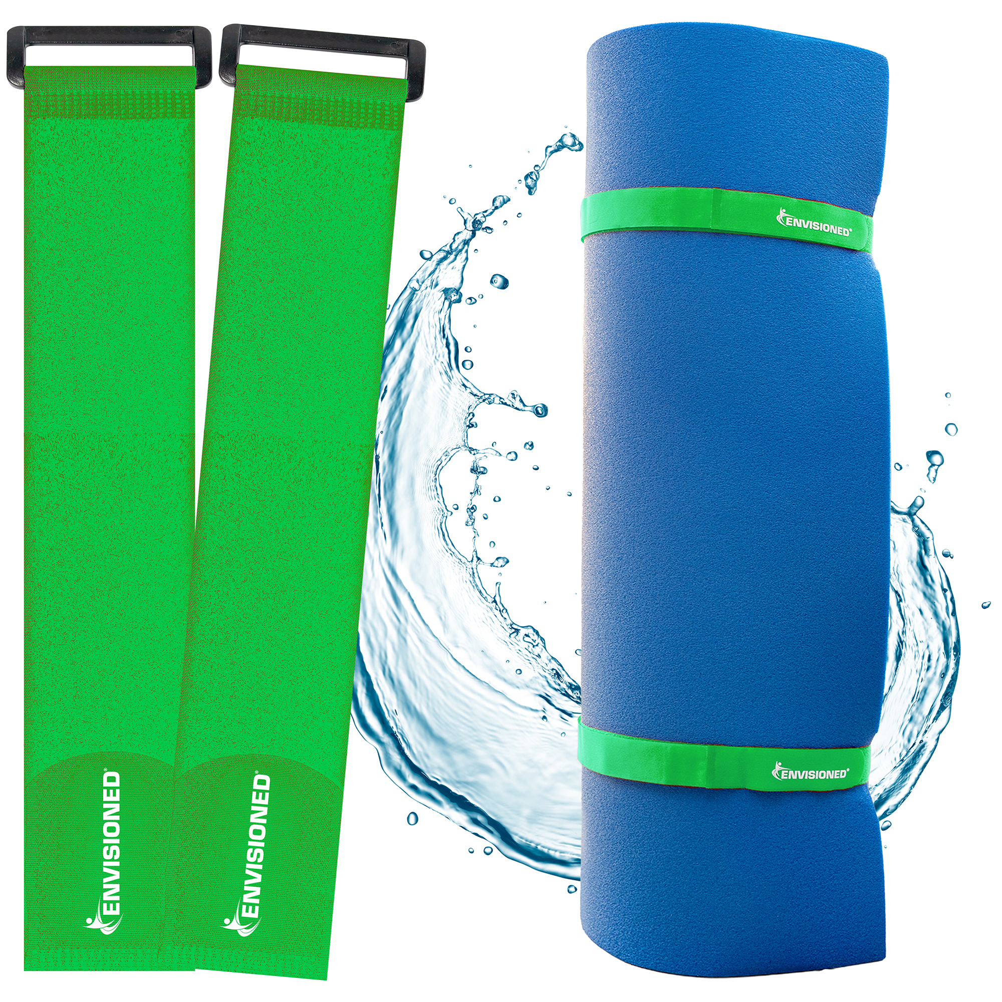 Neon Green Reusable Aqua Mat Storage Straps (2 Pack)