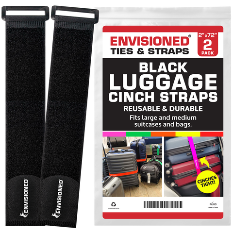 Black Reusable Luggage Straps (2 Pack)