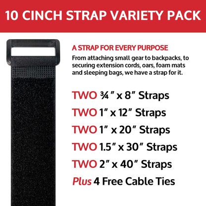 Camping & Outdoor Cinch Strap - Variety 10 Pack