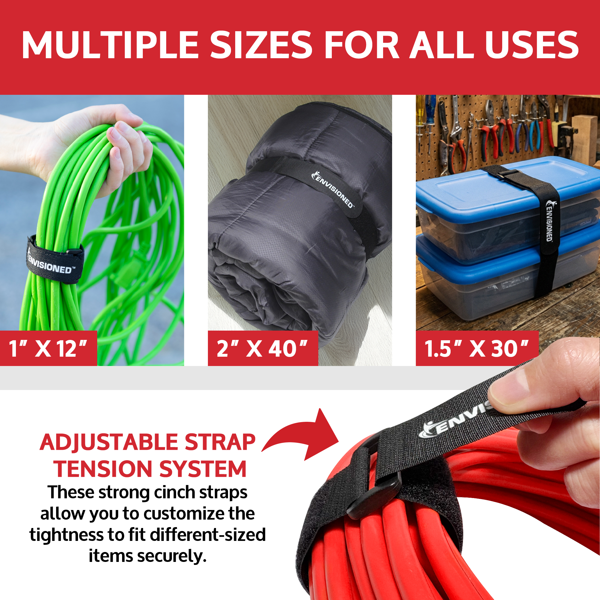 Garage Cinch Strap - Variety 10 Pack