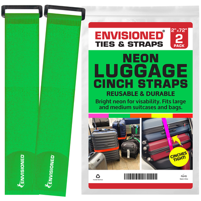 Neon Green Reusable Luggage Straps (2 Pack)