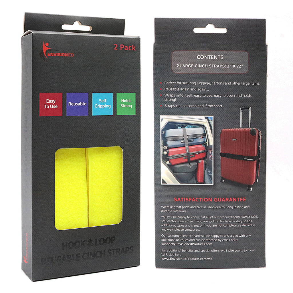 Neon Yellow Reusable Luggage Straps (2 Pack)