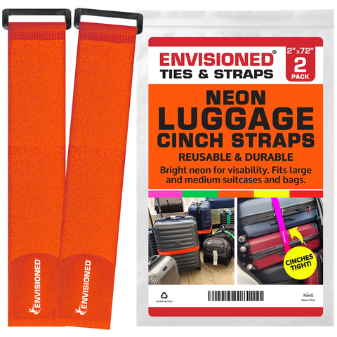 Neon Orange Reusable Luggage Straps (2 Pack)