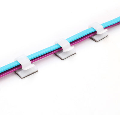 Small Cable Clips (1/2" x 1/2") - 100 Pack Bundled with 10 Bonus Reusable Cable Ties