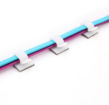 Small Cable Clips (1/2" x 1/2") - 100 Pack Bundled with 10 Bonus Reusable Cable Ties