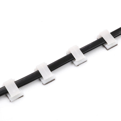 Mini Cable Clips (12mm x 9.5mm) - 100 Pack Bundled with 10 Bonus Reusable Cable Ties