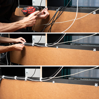 Medium Cable Clips (1 3/8" x 3/4") - 50 Pack Bundled with 10 Bonus Reusable Cable Ties