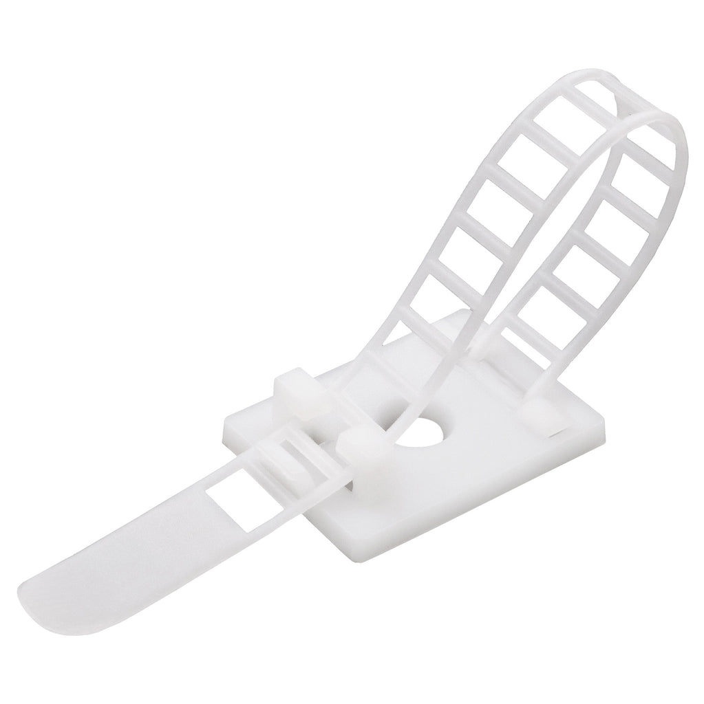 Medium Adjustable Cable Clips (25mm x 18mm) - 60 Pack Bundled with 10 Bonus Reusable Cable Ties