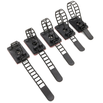 Medium Adjustable Cable Clips (25mm x 18mm) - 60 Pack Bundled with 10 Bonus Reusable Cable Ties