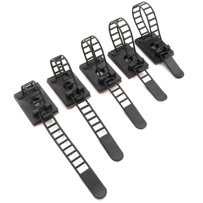 Medium Adjustable Cable Clips (25mm x 18mm) - 60 Pack Bundled with 10 Bonus Reusable Cable Ties