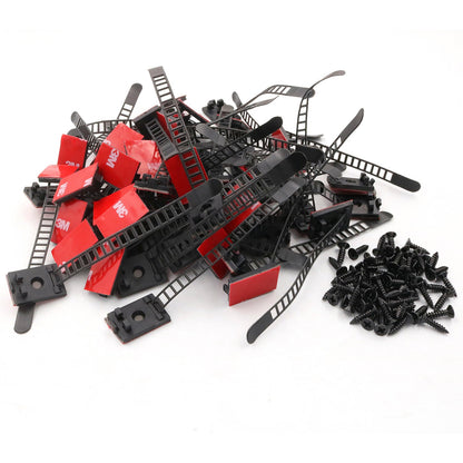 Large Adjustable Cable Clips (31mm x 21mm) - 60 Pack Bundled with 10 Bonus Reusable Cable Ties