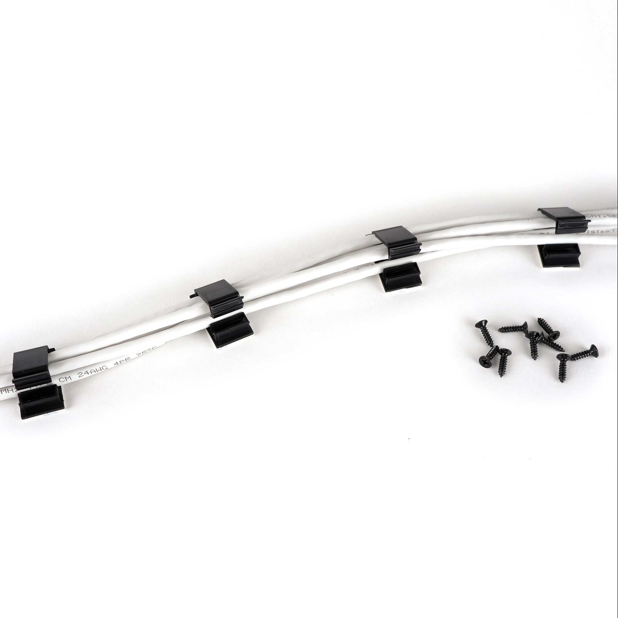 Medium Cable Clips (1 3/8" x 3/4") - 50 Pack Bundled with 10 Bonus Reusable Cable Ties