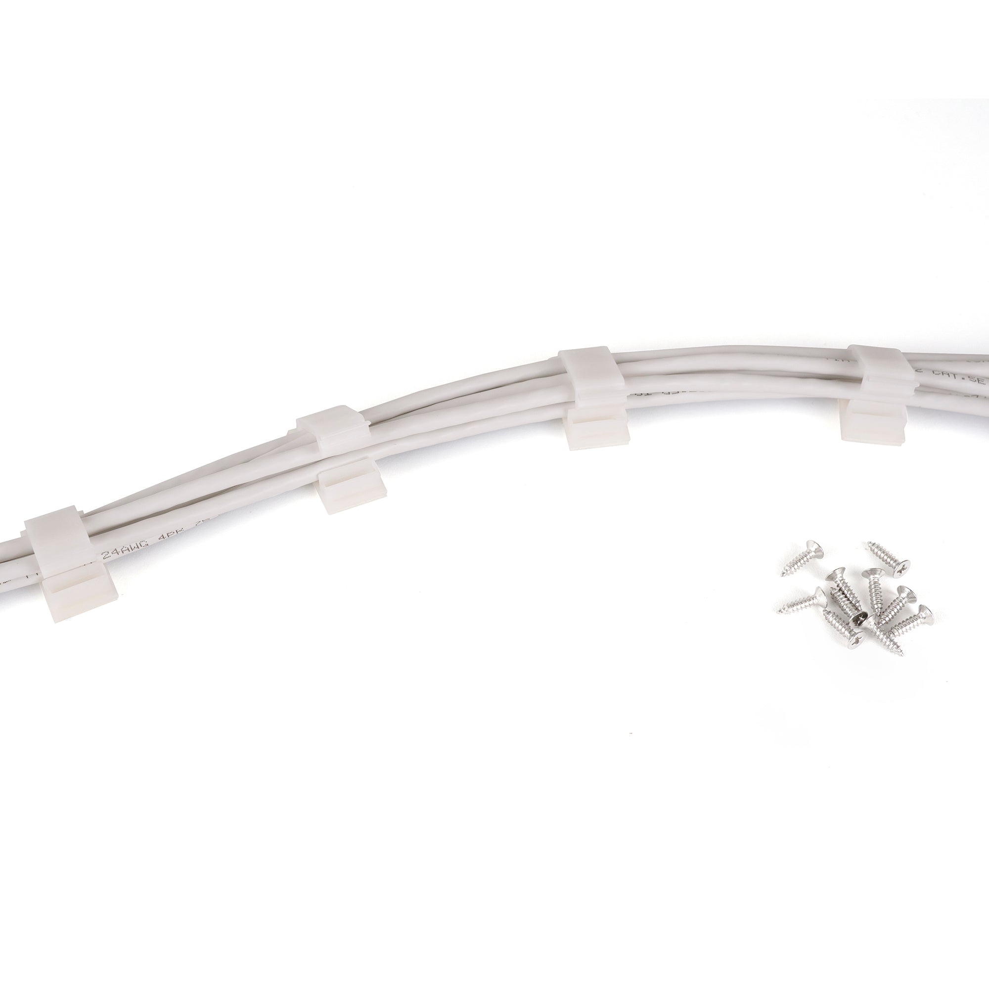 Medium Cable Clips (1 3/8" x 3/4") - 50 Pack Bundled with 10 Bonus Reusable Cable Ties